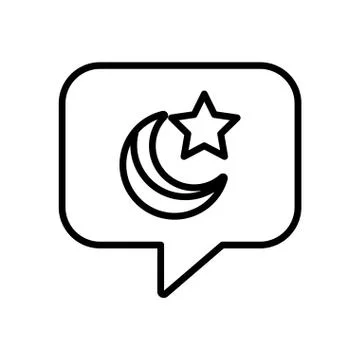 Speech bubble with moon night and star line style Stock Illustration