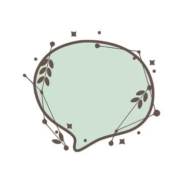 Speech bubble nature geometric frames with leaves made from lines and dots in Stock Illustration