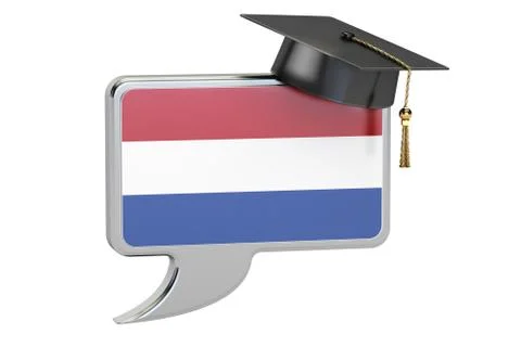 Speech bubble with Netherlands flag learning concept 3D rendering Illustrazione stock