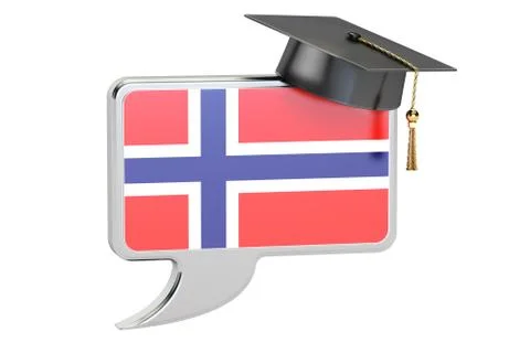 Speech bubble with Norwegian flag learning concept 3D rendering Stock Illustration