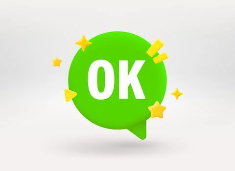 Speech bubble with OK word. Conversation concept. 3d vector illustration Stock Illustration