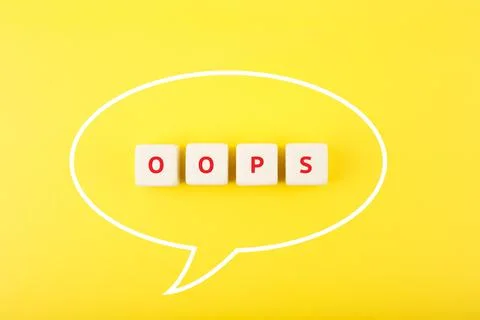 Speech bubble oops on bright yellow background Stock Photos