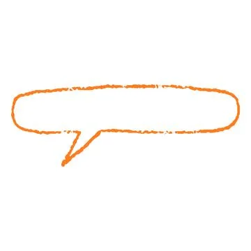 Speech bubble orange outline blank, vector cartoon crayon communication frame Illustrazione stock