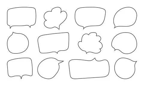 Speech Bubble in outline Hand drawn style. Comic doodle textbox set イラスト素材
