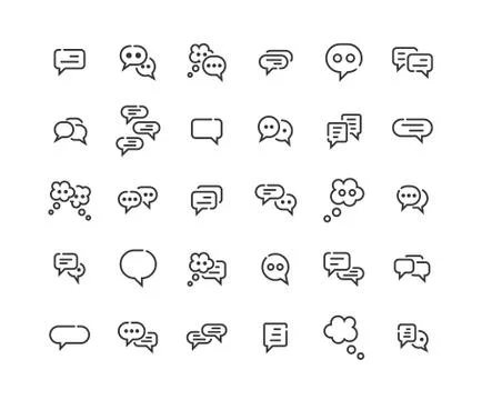 Speech Bubble outline icon set. Vector and Illustration. Stock Illustration