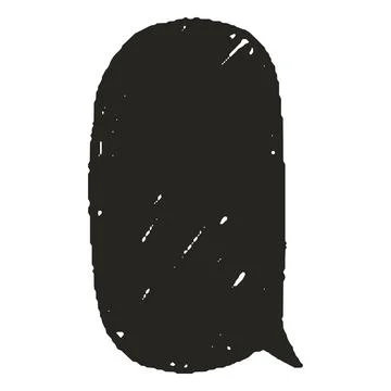 Speech bubble oval filled shape, hand drawn with black pencil or marker, childs Stock Illustration