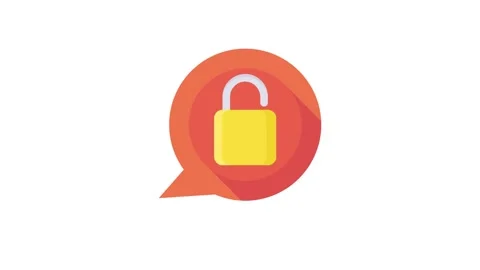 A speech bubble with a padlock symbolizes secure communication, alongside a.. Video stock 332199501