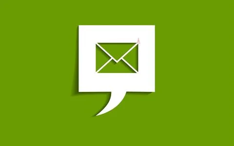 Speech bubble with paper cut out email symbol with Christmas tree. New Year and Stock Illustration