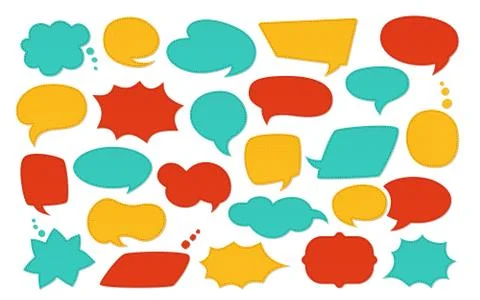 Speech bubble patch cartoon stitched set vector Illustrazione stock