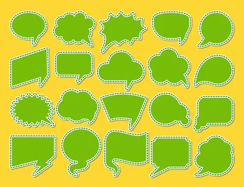 Speech bubble patch icon set comic message sticker Stock Illustration