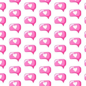 Speech bubble pattern with heart seamless pattern. Cartoon style. Vector イラスト素材