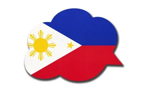 Speech bubble with Philippines national flag. Speak and learn Filipino langua Illustration