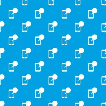 Speech bubble on phone pattern seamless blue Stock Illustration