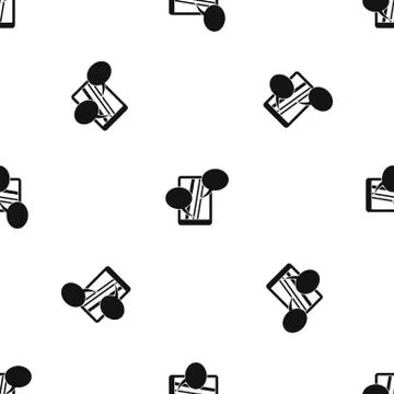 Speech bubble on phone pattern seamless black イラスト素材
