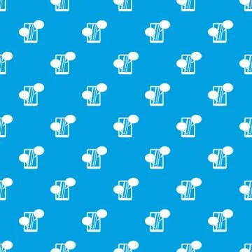 Speech bubble on phone pattern seamless blue Stock Illustration