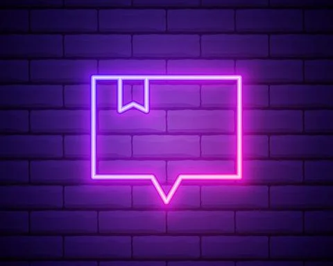 Speech bubble pink glowing neon ui ux icon. Glowing sign logo vector . Glowin Stock Illustration