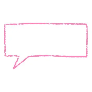 Speech bubble pink outline, vector cartoon crayon communication rectangle frame Illustrazione stock