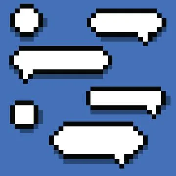 Speech Bubble. Pixel Art Style. Illustrazione stock