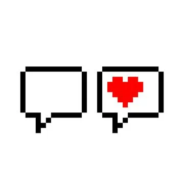 Speech bubble pixels with love images. Vector Illustration. Illustrazione stock