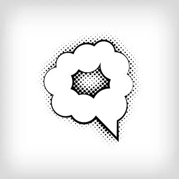 Speech bubble pop art dot design with creative circular. Stock Illustration