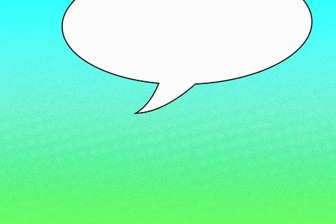 Speech bubble in pop art style on a green and blue background Stock Illustration