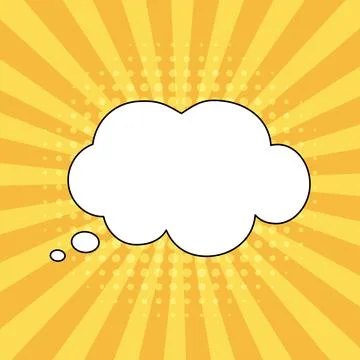 Speech bubble in pop art style on yellow background. Cartoon style vector Stock Illustration