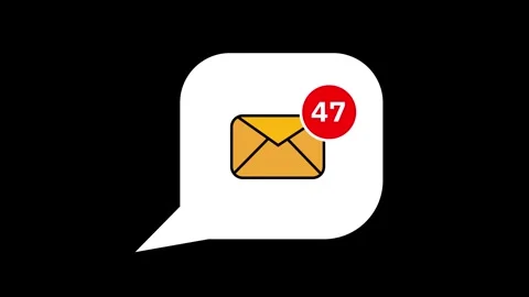 Speech Bubble pop-up with Email Message icon Counting Number Animation on b.. Stock Footage 305698088