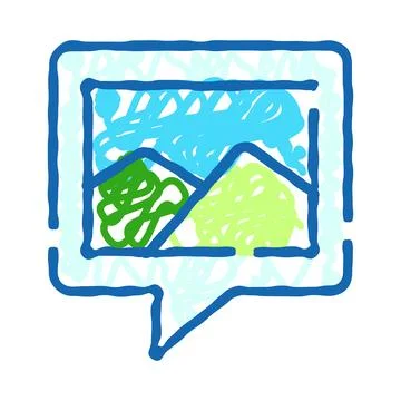 Speech bubble presenting landscape image icon concept Stock Illustration