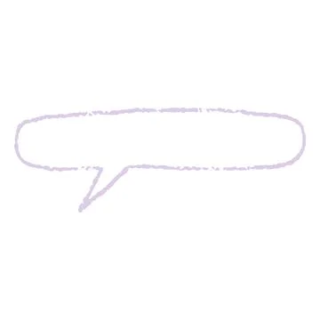 Speech bubble purple outline blank, vector cartoon crayon communication frame Illustrazione stock