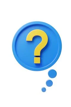 Speech bubble with question mark isolated on with background. 3d illustration Stock Illustration