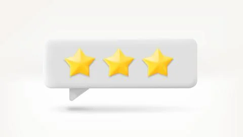 Speech bubble with rating stars. Feedback concept. 3d vector illustration Stock-Illustration