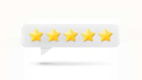 Speech bubble with rating stars. Feedback concept. 3d vector illustration Stock Illustration