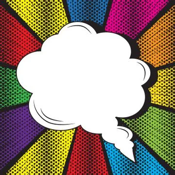 Speech bubble on rays with effect explosion background and halftone dots Stock-Illustration