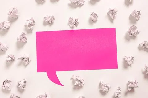 Speech Bubble With Recent Updates With Paper Wraps, Magnifier And Pencils Around Stock Photos