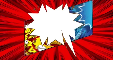 Speech bubble on red comic book background Stock Footage 265733271