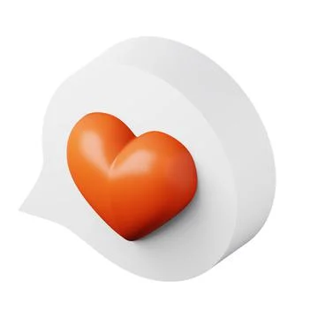 Speech bubble with red heart high quality 3D render illustration icon for social Stock Illustration