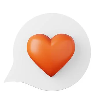 Speech bubble with red heart high quality 3D render illustration icon for social Stock Illustration