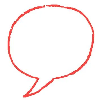 Speech bubble red outline blank, vector cartoon crayon communication chat frame Stock Illustration