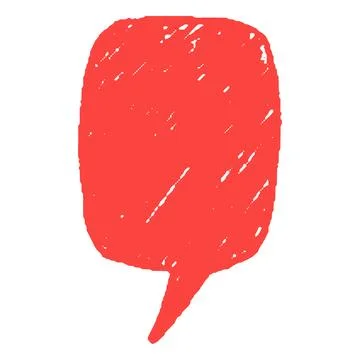 Speech bubble red silhouette, vector cartoon crayon communication chat vertical 库存插图