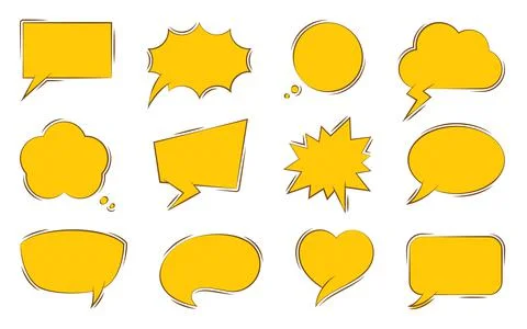 Speech bubble retro pop-art comic dialog flat set Illustrazione stock