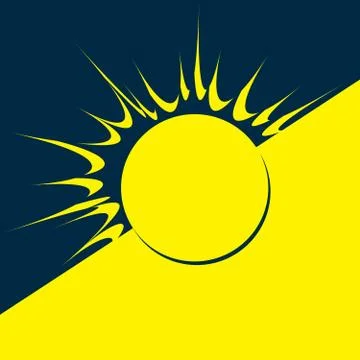 Speech bubble like rising yellow sun on blue background. Pop art Stock Illustration