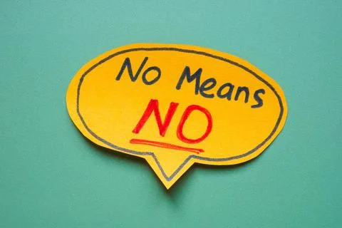 Speech bubble saying no means no symbolizing consent and assertiveness. Stock Photos