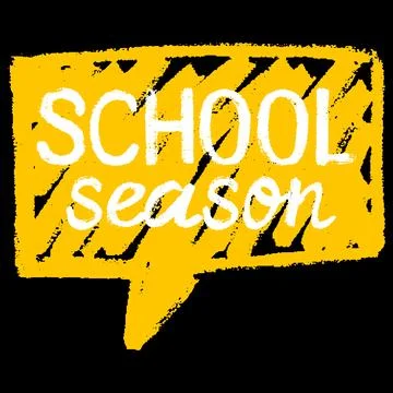 Speech bubble with School season text, vector cartoon yellow chalk communication 库存插图