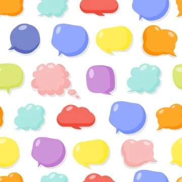 Speech bubble seamless pattern glossy flat vector Stock Illustration