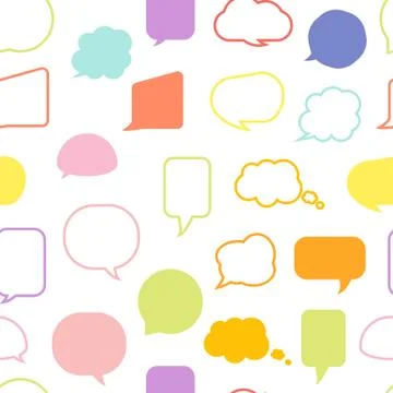 Speech bubble seamless pattern, line, flat vector Stock Illustration