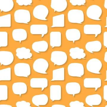 Speech bubble seamless pattern white flat vector Stock Illustration