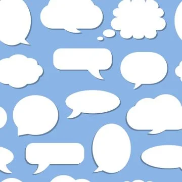 Speech bubble seamless pattern white flat vector Stock Illustration