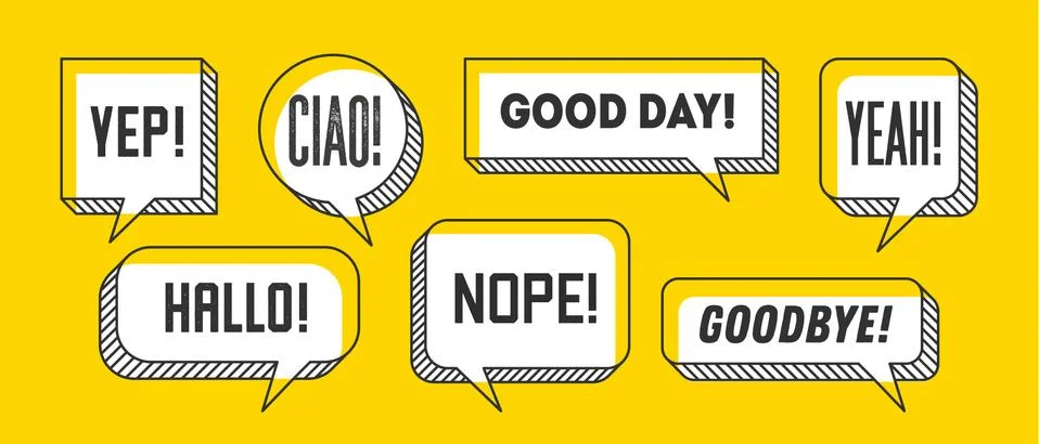 Speech Bubble. Set of 3d and 2d line speech bubble 스톡 일러스트
