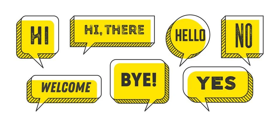 Speech Bubble. Set of 3d and 2d line speech bubble Stock Illustration