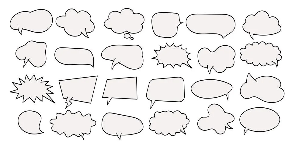 Speech bubble set. Blank empty speech bubbles on white background Illustrazione stock
